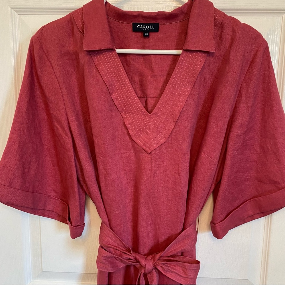 Casual Maxi Dress with Tie Waist - Dusty Rose - CAROL - Picture 2 of 13